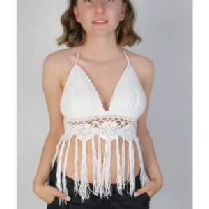 Handmade White Crochet Bustier